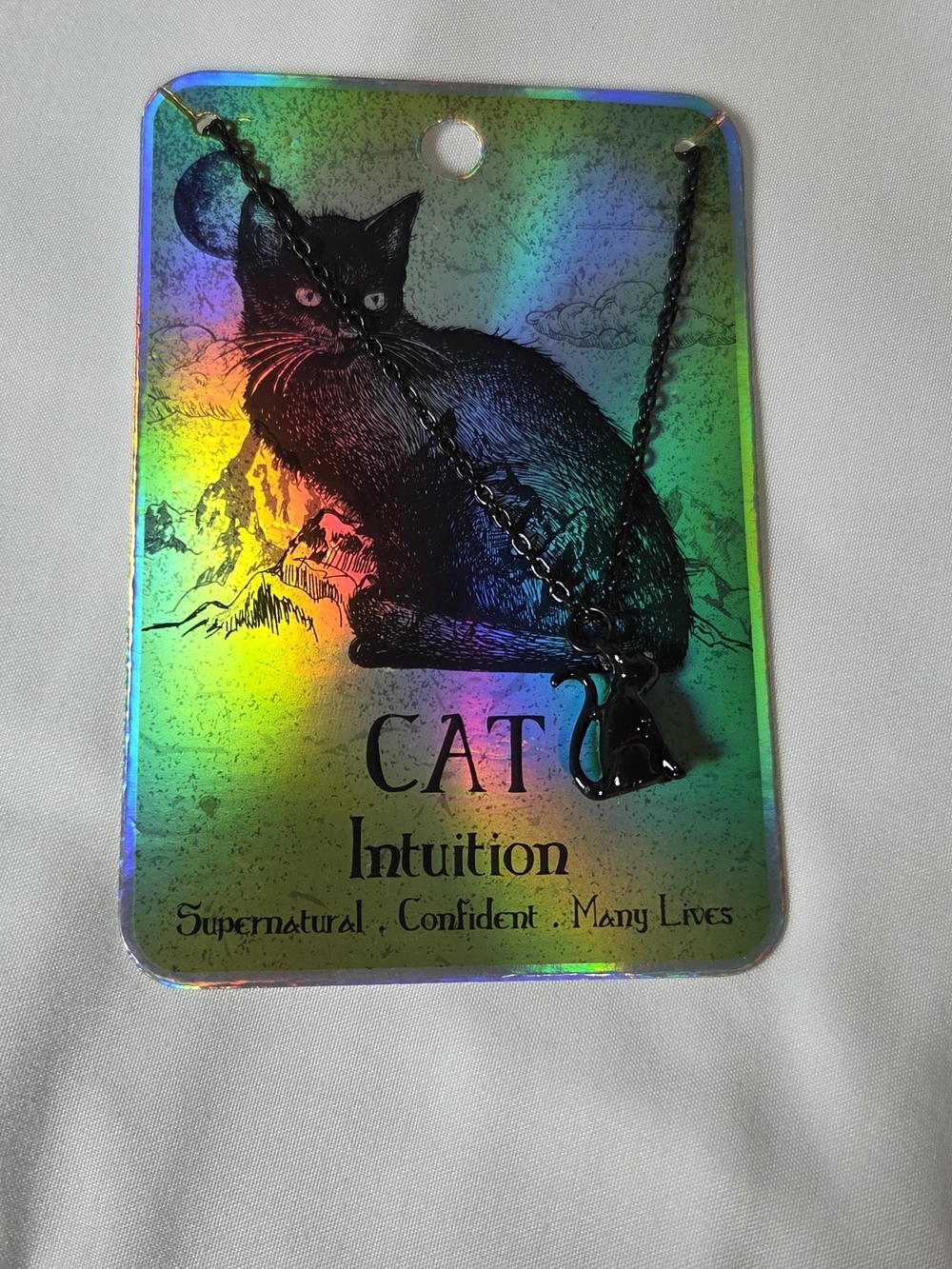 Cat Intuition Pendant Necklace - Black